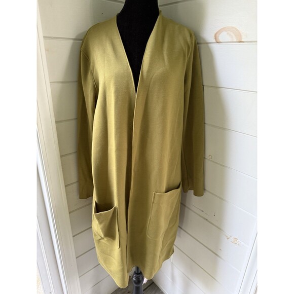 Carolina Belle Long Cardigan Med Chartreuse EUC! - Picture 1 of 4